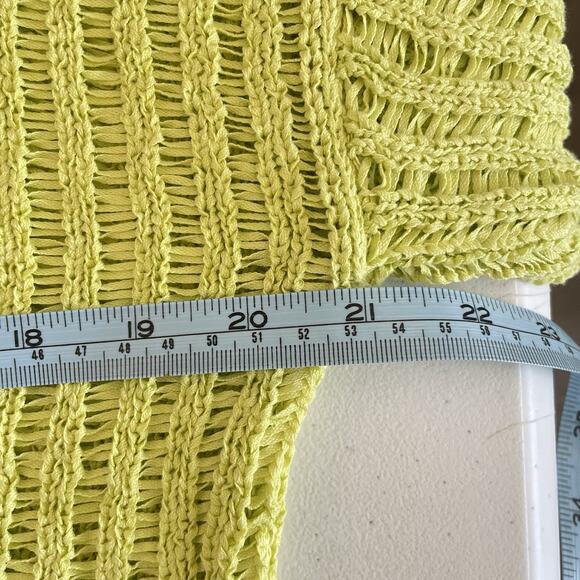 Chicos Cardigan Size 1 Open Knit Ladder Stitch Ribbed Pistachio Green Whimsical - Picture 6 of 7